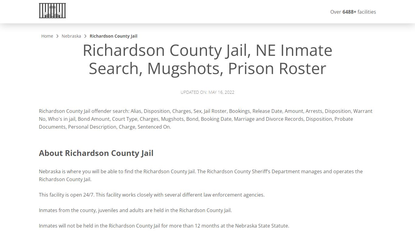 Richardson County Jail, NE Inmate Search, Mugshots, Prison ...
